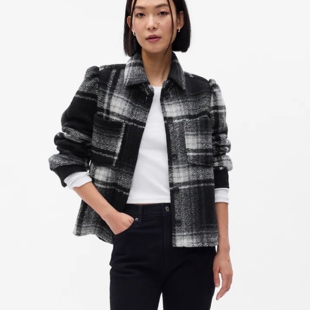NWT Gap Plaid Wool Shirt Jacket, M